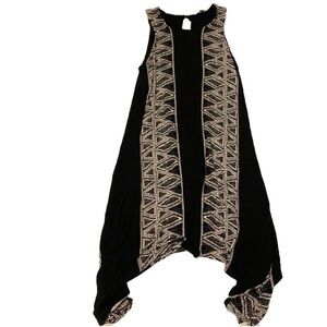 Cato Women’s Large Black and White Sleeveless Boho Dress  - Button Loop Close